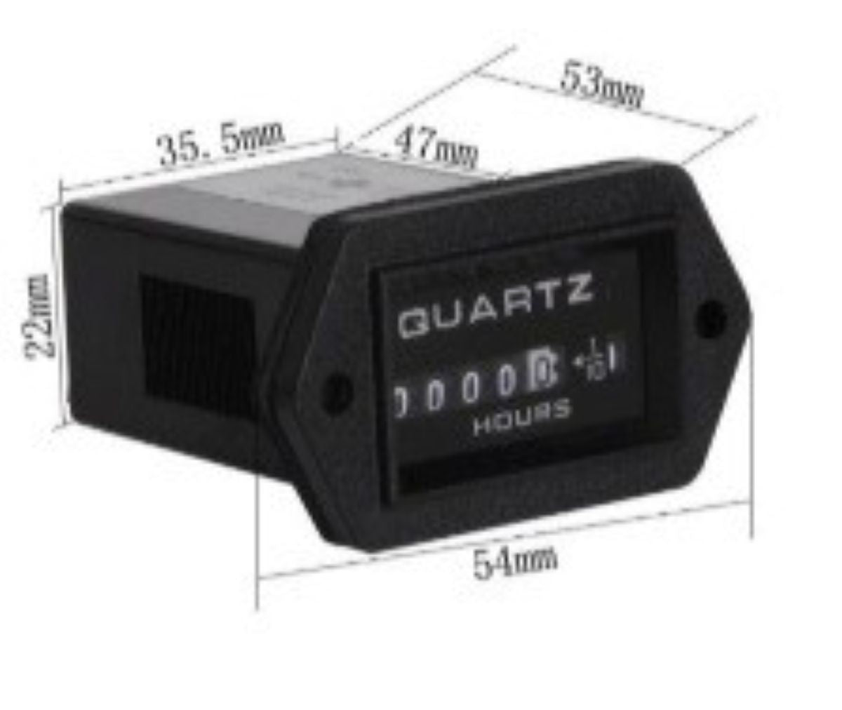 Horometro Rectangular 12-36 Vdc Para Maquinaria Y Vehículos Negro