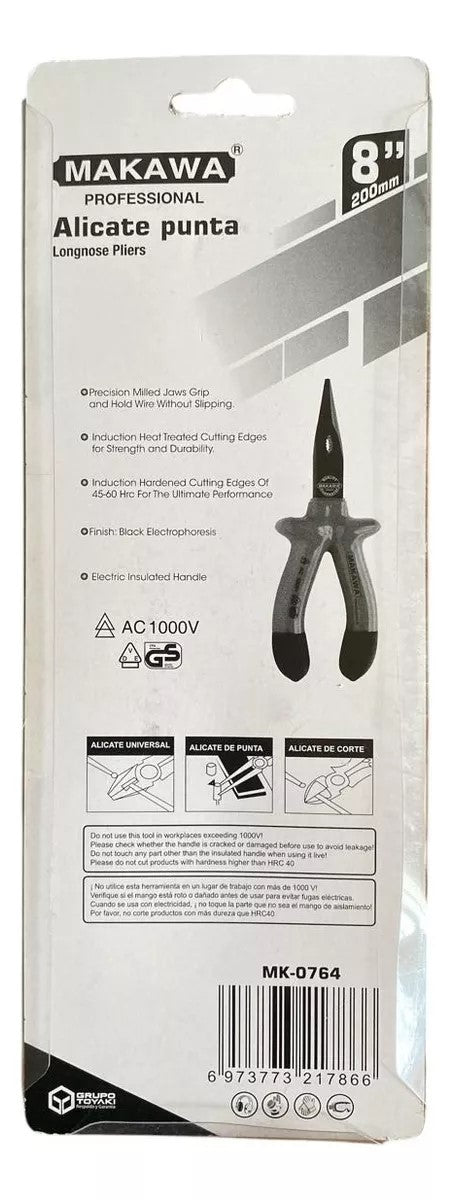 Alicate Punta Pinza 1000v Electricista 8 Pul Makawa MK-0764
