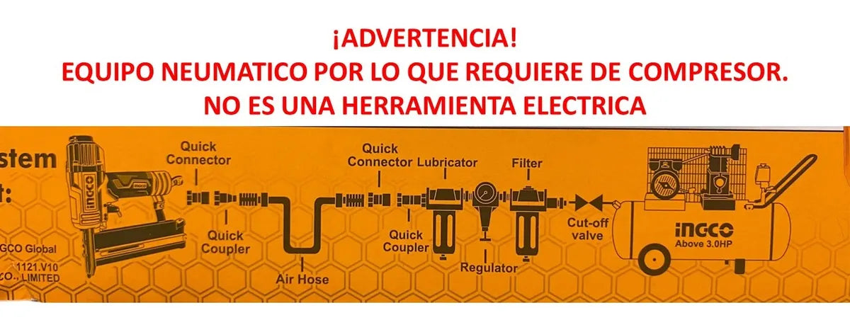 Corchetera Y Clavadora Neumática 2 En 1 Ingco Ga18 (ACN50401)