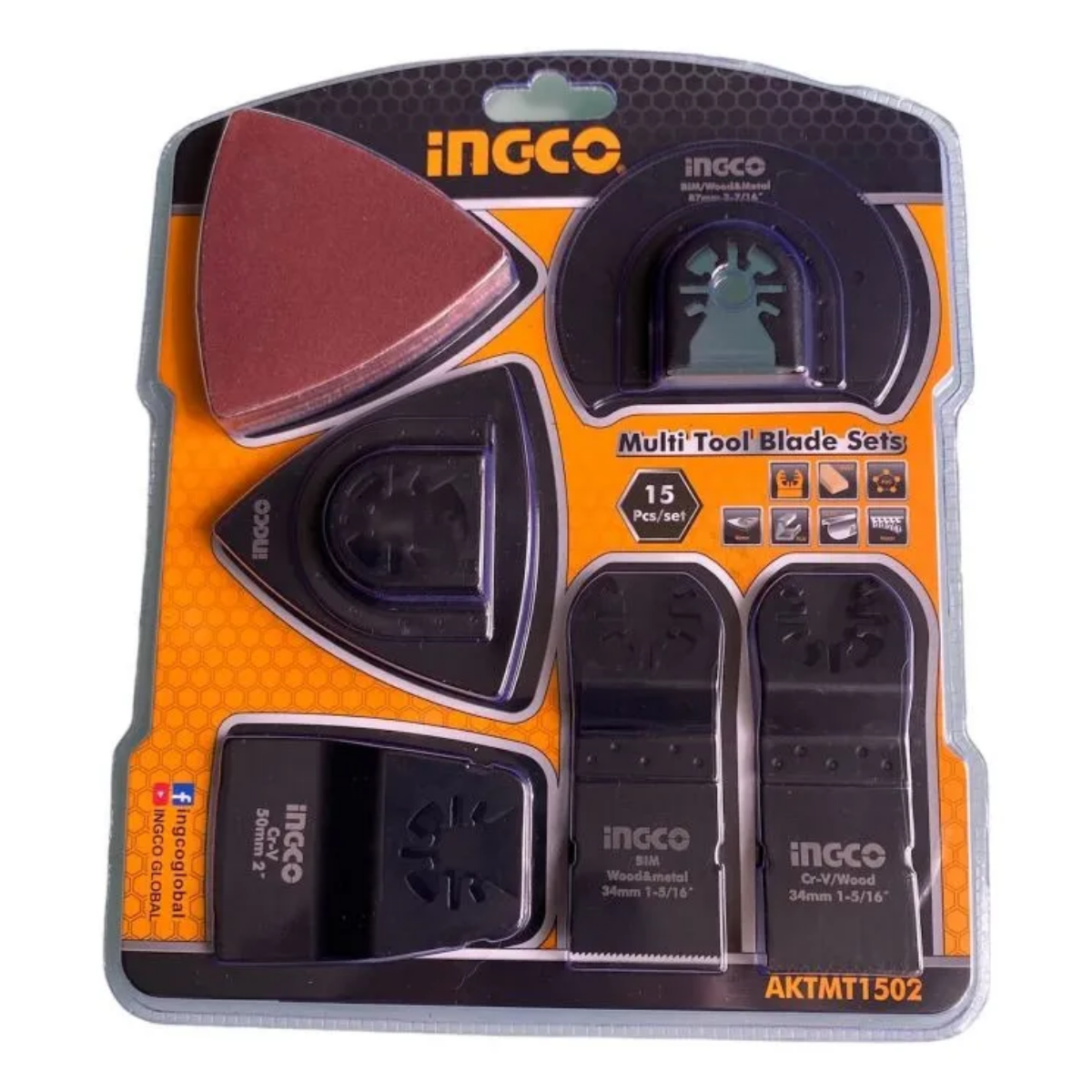 Kit Set Juego Hojas Multifuncional Oscilante 15 Piezas Ingco AKTMT1502
