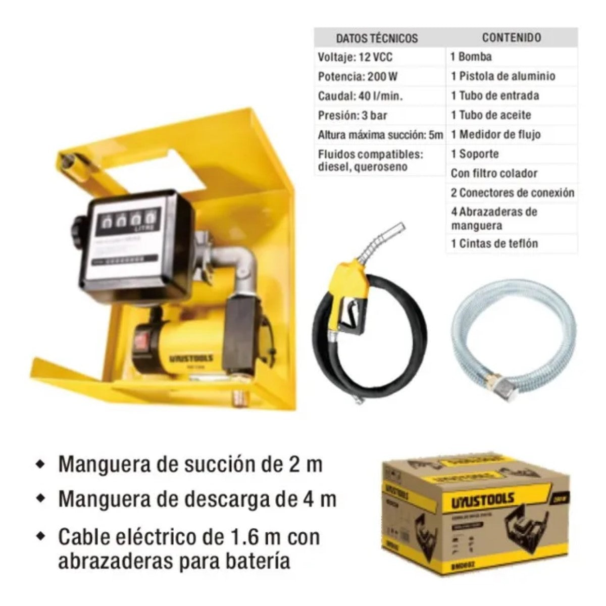 Bomba P/vehículos Diesel Digital 12v/200w 40l/min BMD002 Uyustools