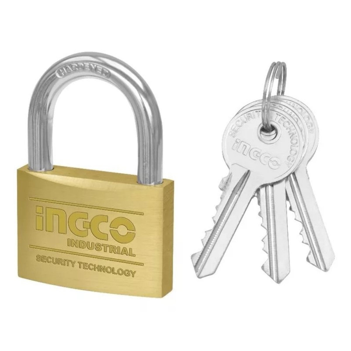 Candado De Bronce 30mm Con 3 Llaves Ingco DBPL0302 Dorado