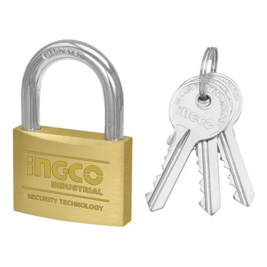 Candado De Bronce 30mm Con 3 Llaves Ingco DBPL0302 Dorado