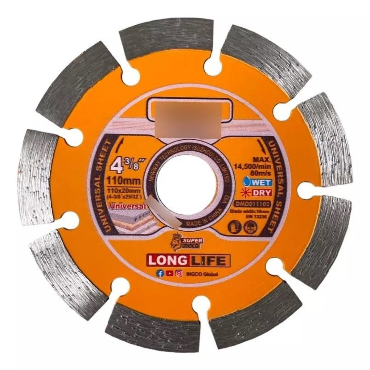 Disco Diamantado Segmentado 110x20mm Ingco DMD011102m