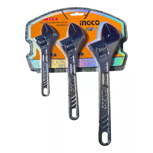 Kit Set X 3 Llaves Ajustable Tipo Francesa Ingco HADWK031 Plateado