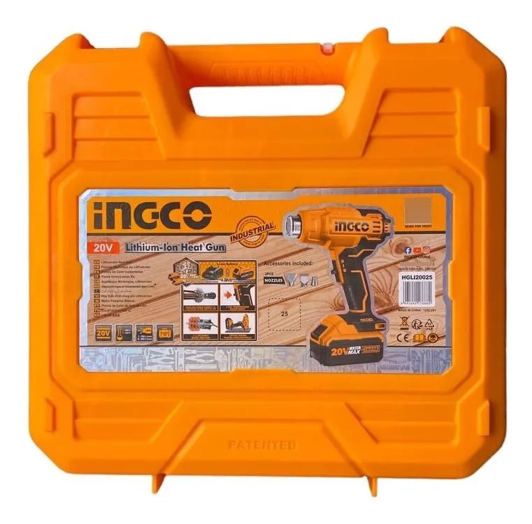 Pistola De Calor Inalambrica Ingco 550ºc HGLI20025 Amarillo