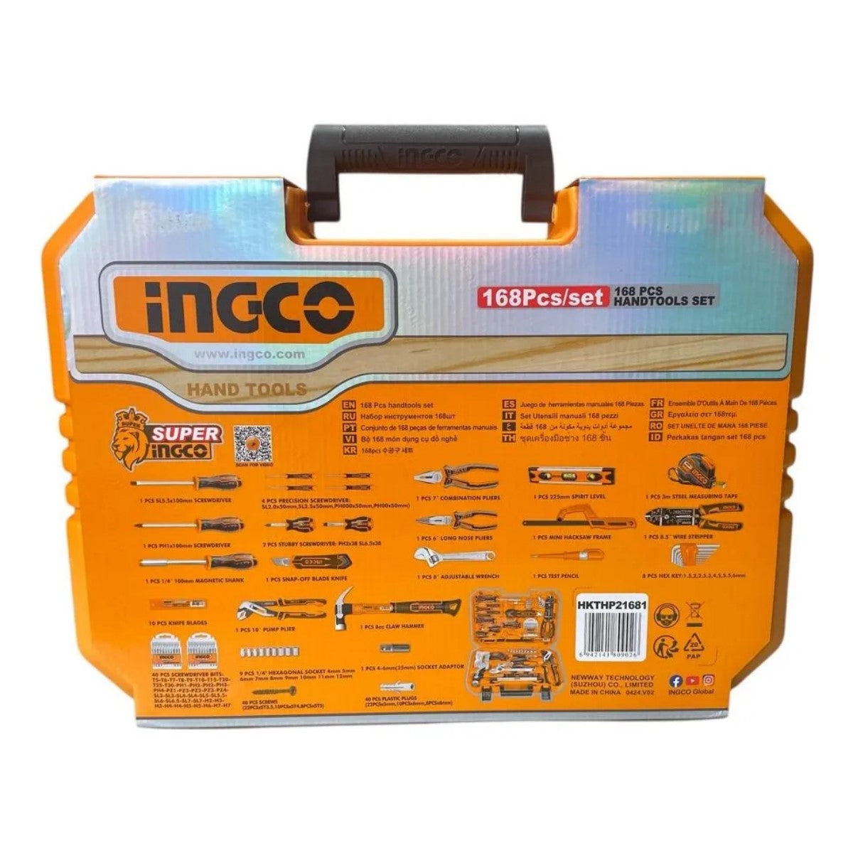 Kit Set 168 Herram Y Accesorios Manuales Ingco HKTHP21681 Naranja