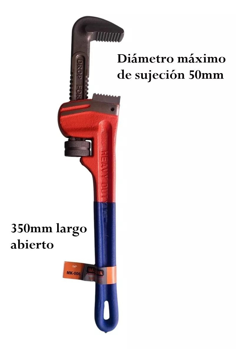 Llave Inglesa Stillson Profesional 14 Pulg Makawa MK-006 Rojo, Azul