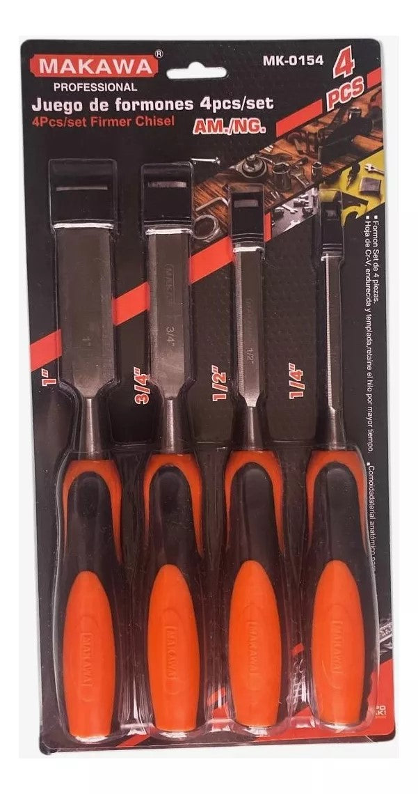 Set Juego 4 Formones Para Madera Cr-v Makawa MK0154