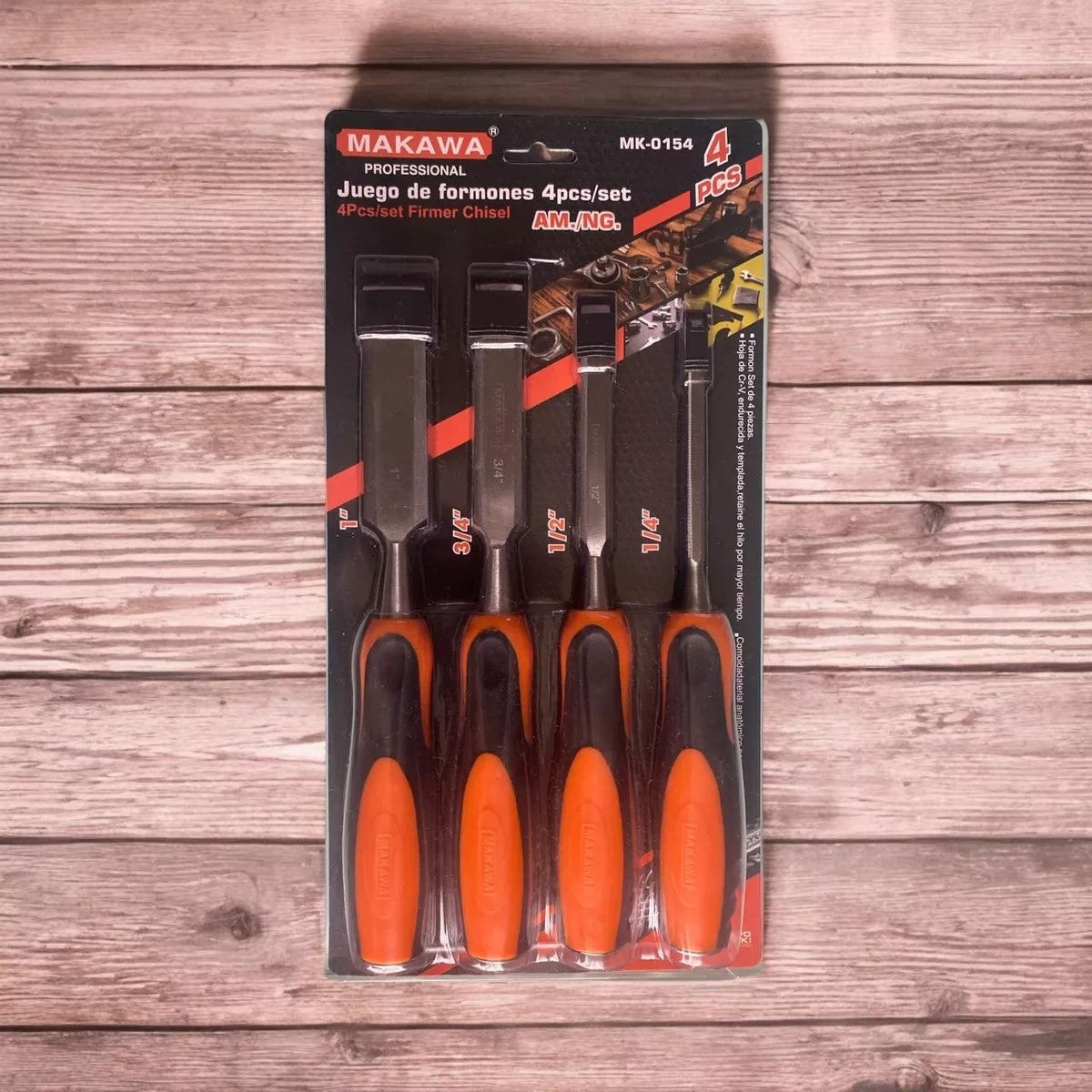 Set Juego 4 Formones Para Madera Cr-v Makawa MK0154