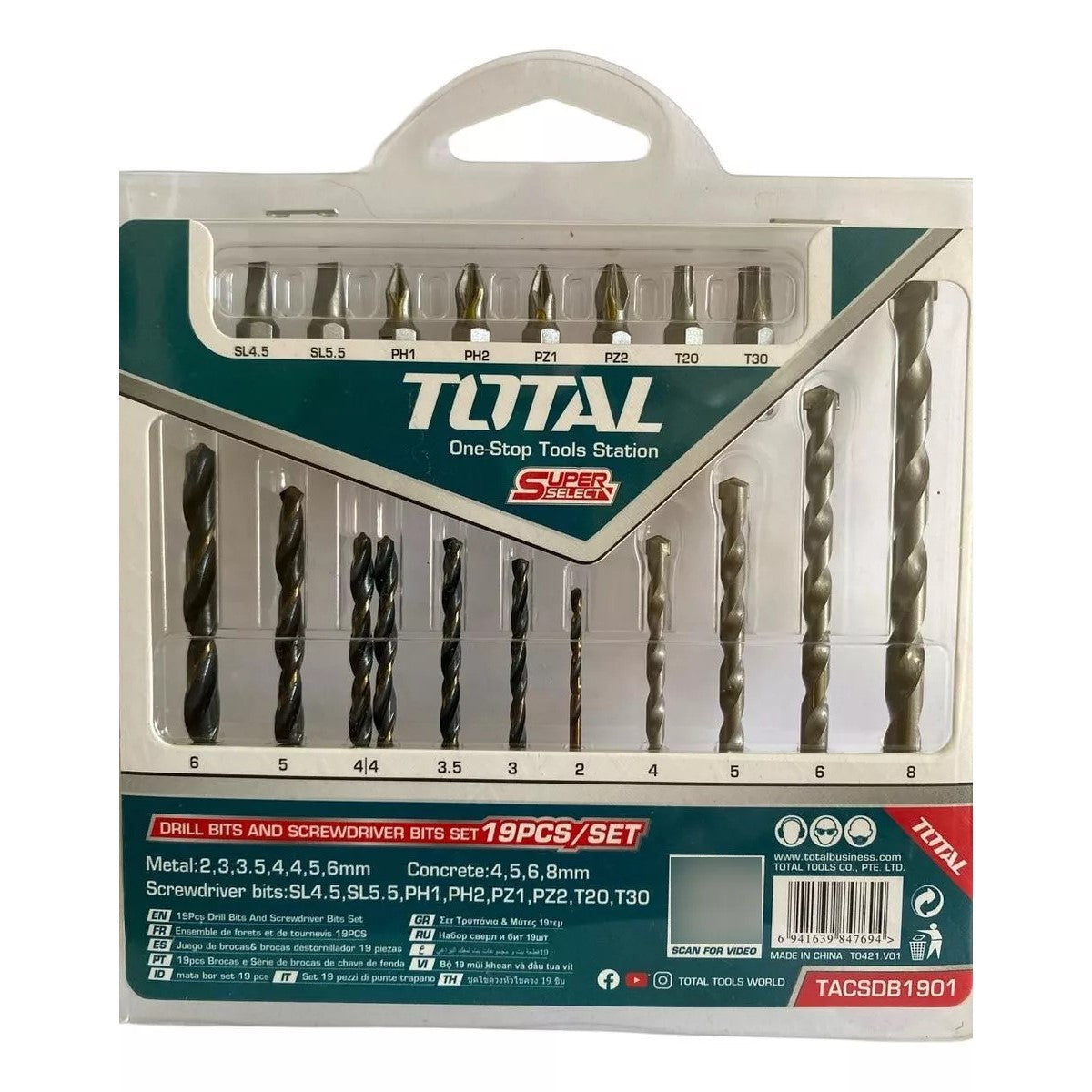 Juego Brocas Y Puntas 19pcs Total TACSDB1901