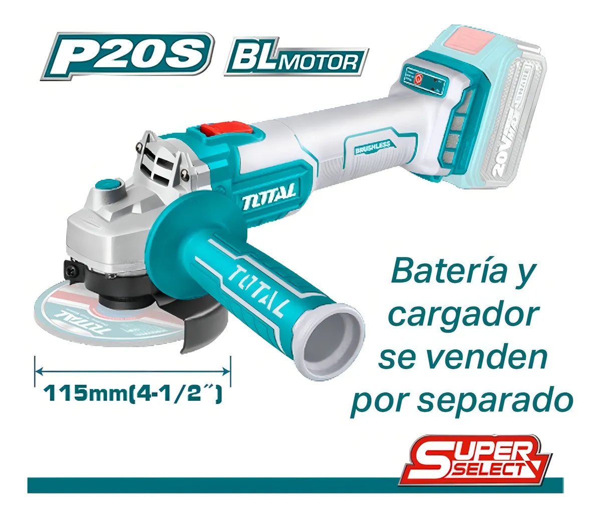 Esmeril Angular Inalám. TAGLI201158 Sin Bateria Ni Cargador Turquesa 50 Hz/60 Hz