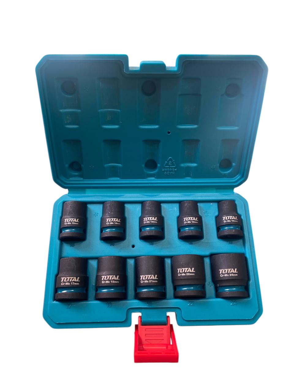 Set dados cortos llave Impacto cuadrante media pulgada 10 Pzs Total THISTD12101