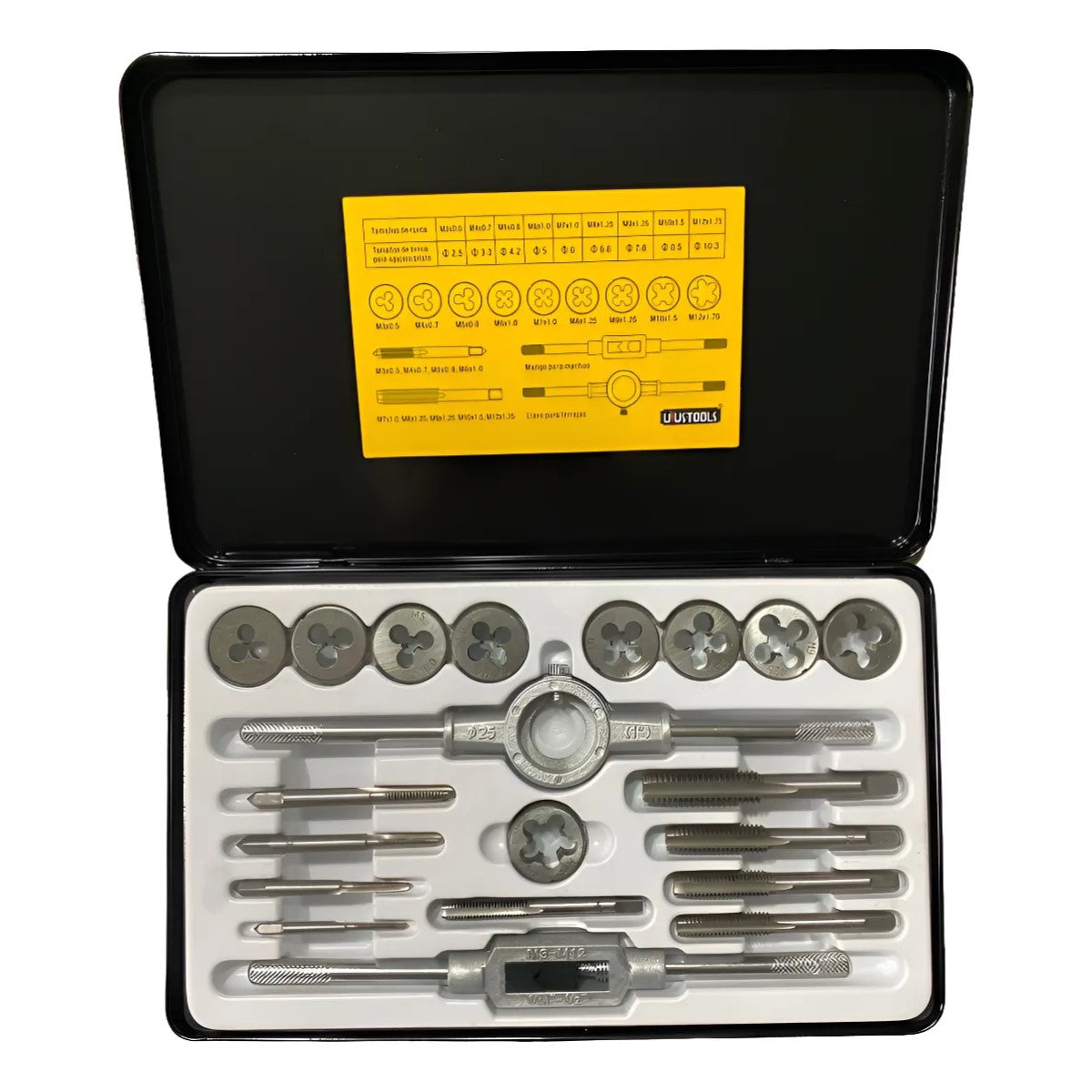 Set 20 Pcs Machos Y Terrajas Milimétricas Uyustools TRA20U - Plateado